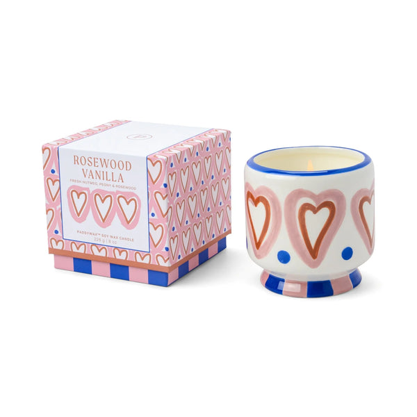 Paddywax / A Dopo 'Hearts' Ceramic Candle (8oz) - Rosewood Vanilla