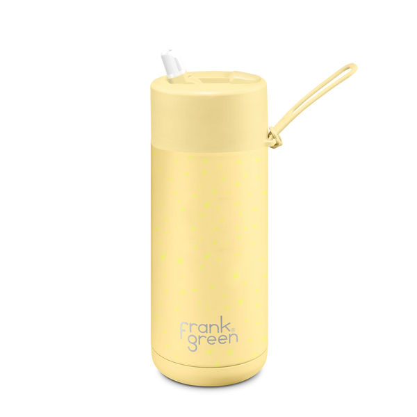 Frank Green / Stainless Steel Ceramic Reusable Bottle w/ Flip Straw Lid (16oz) - Buttermilk Splash