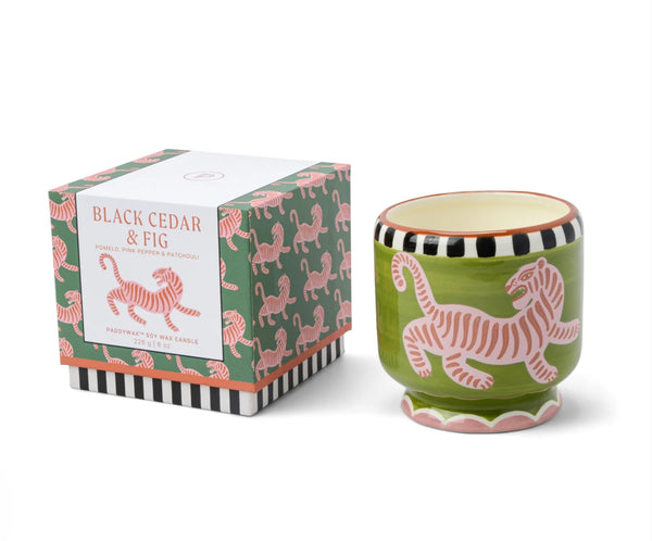 Paddywax / A Dopo 'Tiger' Ceramic Candle (8oz) - Black Cedar & Fig