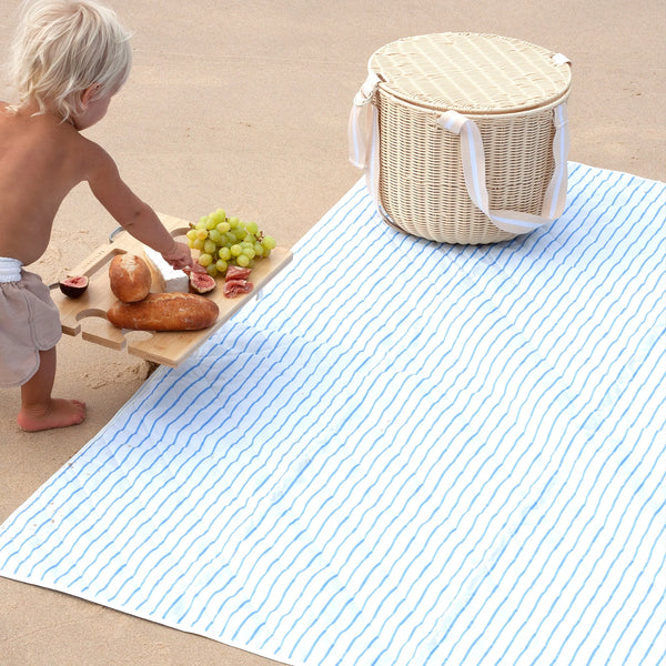 Sunnylife / Beach & Picnic Blanket - Le Weekend Mid Blue-Cream