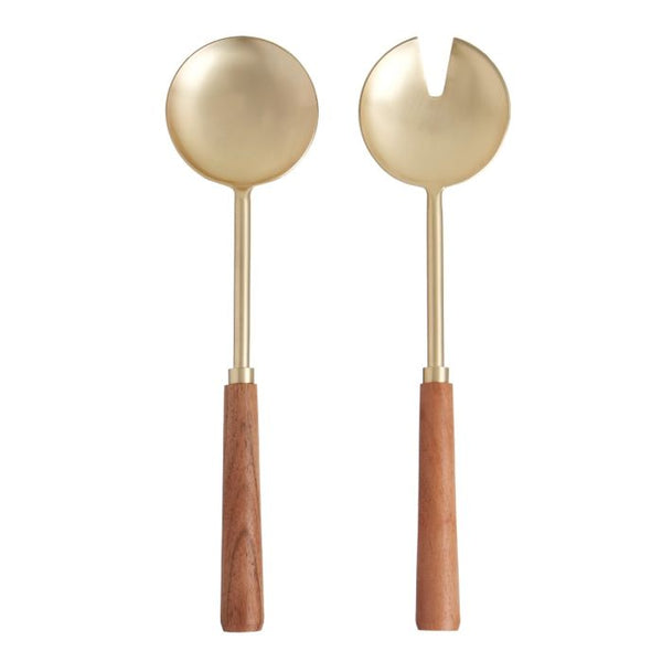 Amalfi / Acacia Wood & Stainless Steel Salad Servers (Set 2)