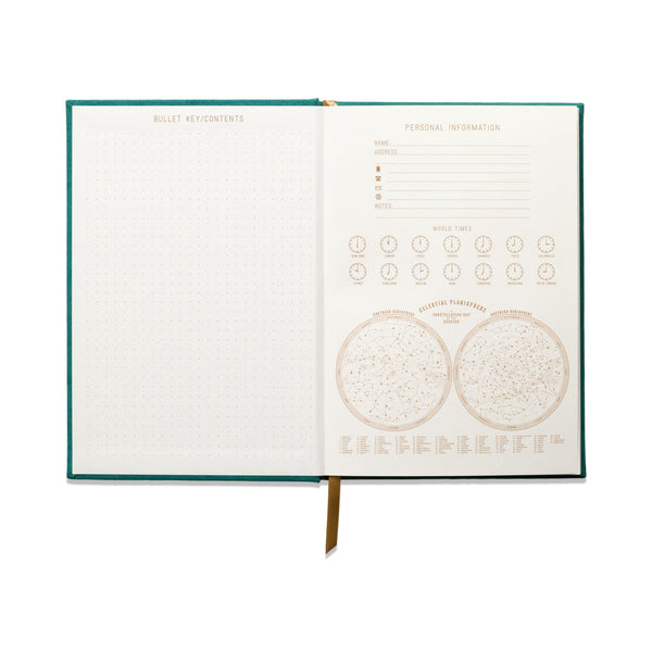 Designworks Ink / Hardcover Suede Journal (A5) - Linear Boxes Green