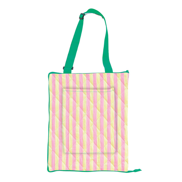 Eclectic Summer / Folding Picnic Rug - Pink & Lemon Stripe