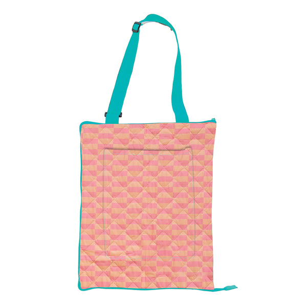 Eclectic Summer / Folding Picnic Rug - Pink & Peach Block