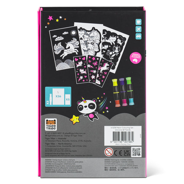 Tiger Tribe / Neon Colouring Set - Unicorns & Friends