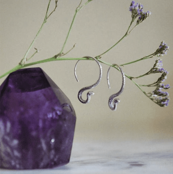 Midsummer Star / Cobra Hoop Earrings - Silver