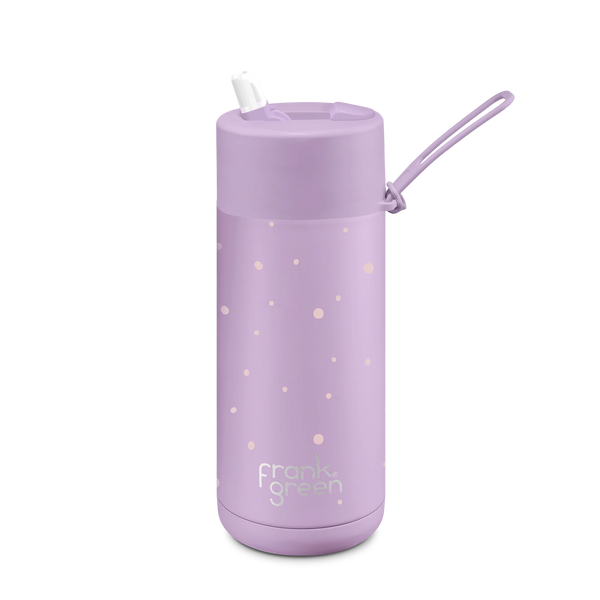 Frank Green / Stainless Steel Ceramic Reusable Bottle w/ Flip Straw Lid (16oz) - Lilac Haze Flick