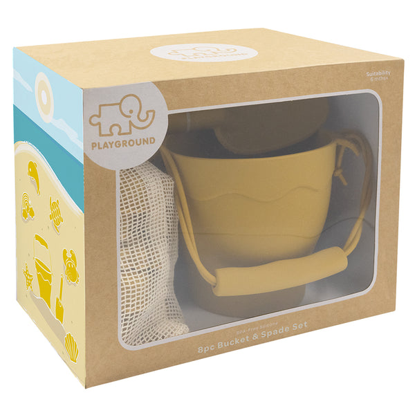 Playground / Silicone Bucket & Spade Set (8pc) - Sunshine