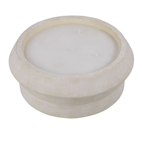 Amalfi / Ceramic White Stonewash 5 Wick Candle - Sea Breeze