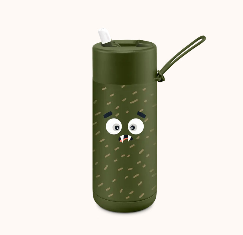 Frank Green / Stainless Steel Ceramic Reusable Bottle w/ Flip Straw Lid (16oz) - Khaki Scout