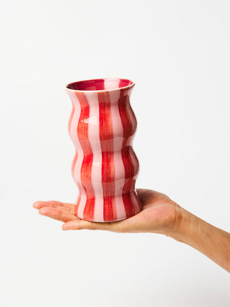 Jones & Co / Palma Stripe Vase - Red Pink