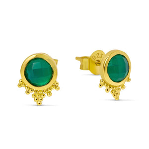 Midsummer Star / Mystic Mirror Green Onyx Studs - Gold