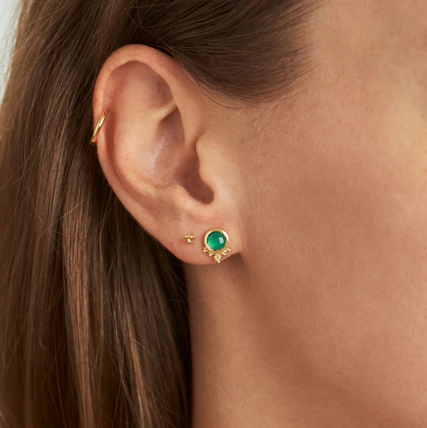 Midsummer Star / Mystic Mirror Green Onyx Studs - Gold