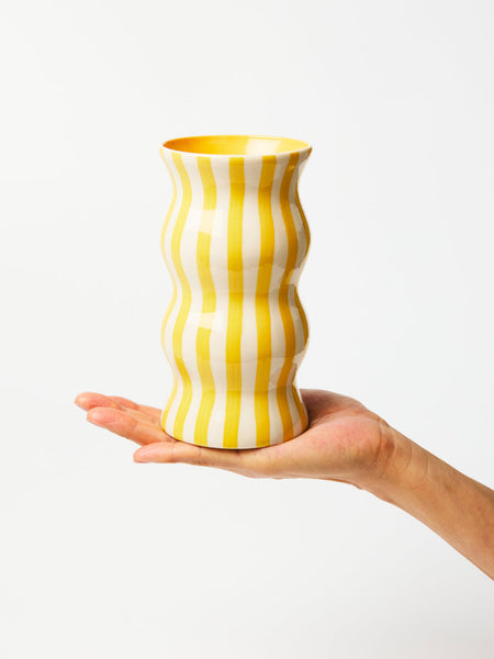 Jones & Co / Palma Stripe Vase - Yellow