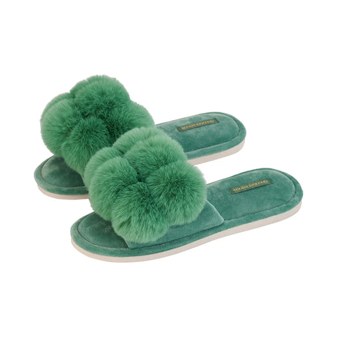 Annabel Trends / Cosy Luxe Pom Pom Slipper - Spearmint