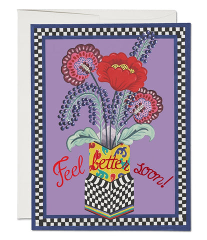 Red Cap Cards / Greeting Card - Feel Better Bouquet