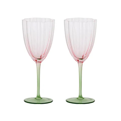 Coast To Coast / Lotti Tulip Wine Glass (Set 2) - Pink/Green