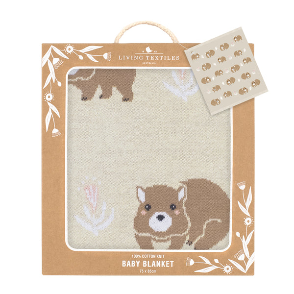 Living Textiles Co. / Australiana Baby Blanket - Beige Wombat