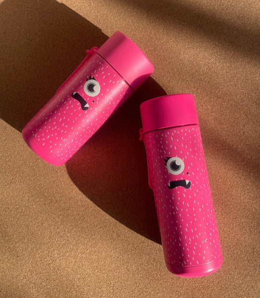 Frank Green / Stainless Steel Ceramic Reusable Bottle w/ Flip Straw Lid (16oz) - Neon Pink Piper