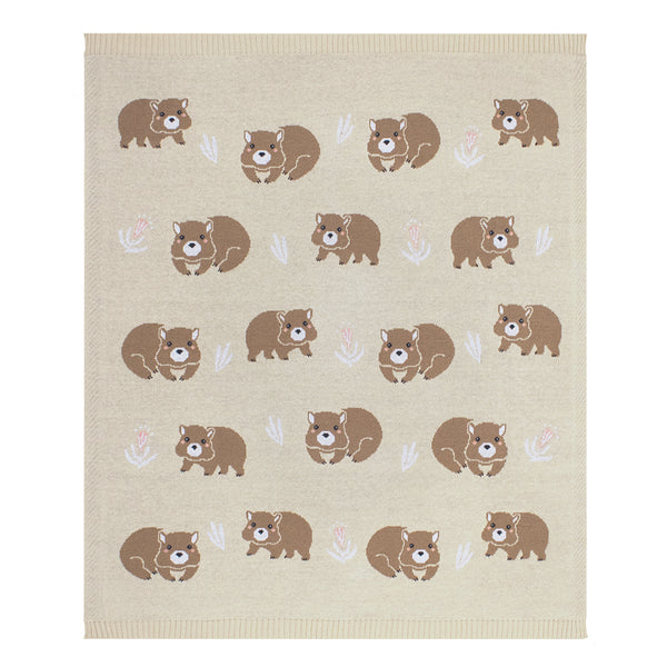 Living Textiles Co. / Australiana Baby Blanket - Beige Wombat