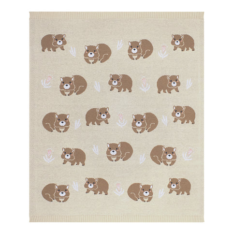 Living Textiles Co. / Australiana Baby Blanket - Beige Wombat