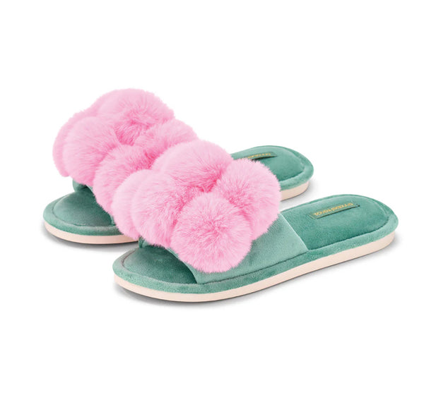 Annabel Trends / Cosy Luxe Pom Pom Slipper - Candy Green