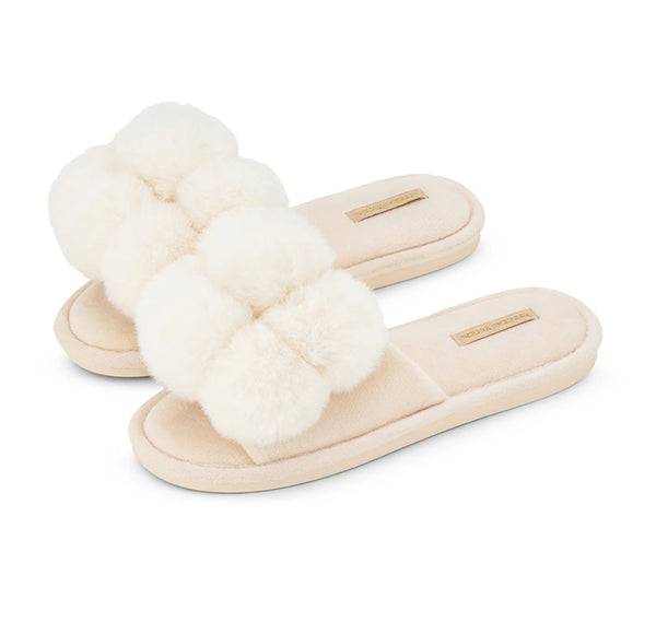 Annabel Trends / Cosy Luxe Pom Pom Slipper - Ivory