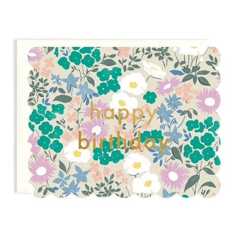 Amy Heitman / Greeting Card - Happy Birthday Scolloped Floral