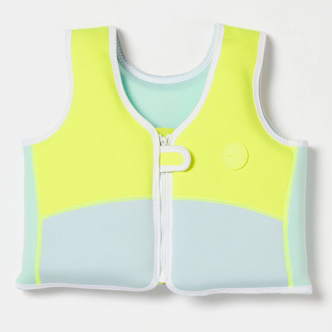 Sunnylife / Swim Vest (2-3yrs) - Salty the Shark Aqua Neon Yellow