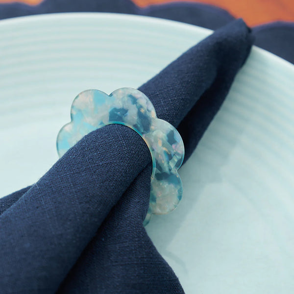 Annabel Trends / Scallop Edge Napkin Rings (Set 4) - Blue Cloud