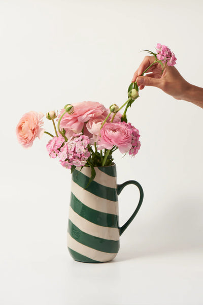 Jones & Co / Cabana Stripe Jug - Green