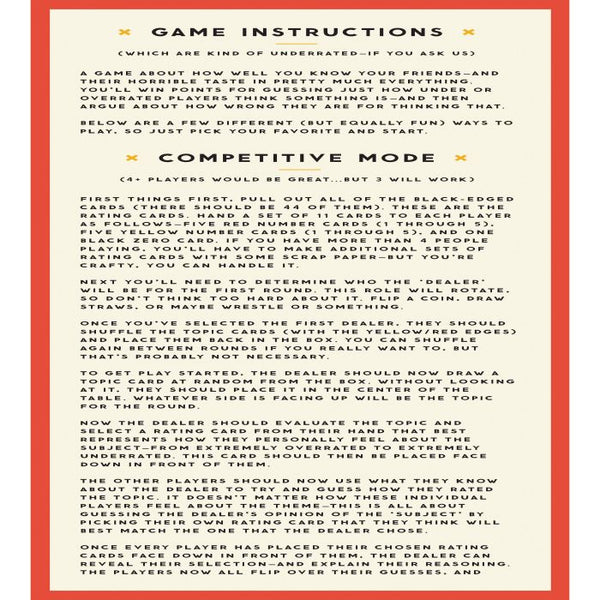 Brass Monkey / Overrated-Underrated Social Game