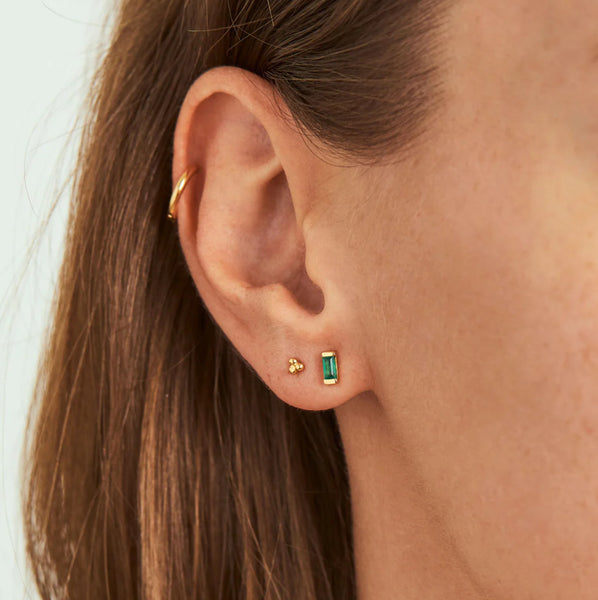 Midsummer Star / Lumen Baguette Green Onyx Studs - Gold