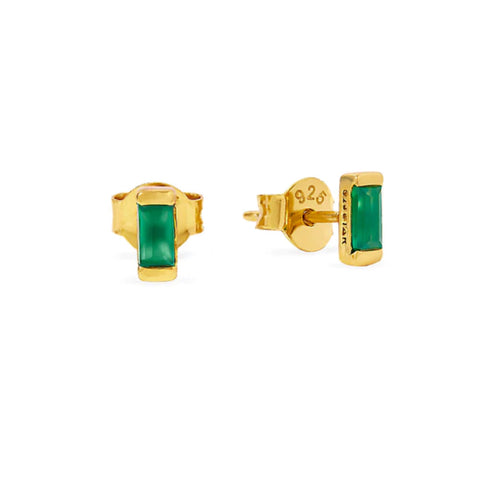 Midsummer Star / Lumen Baguette Green Onyx Studs - Gold