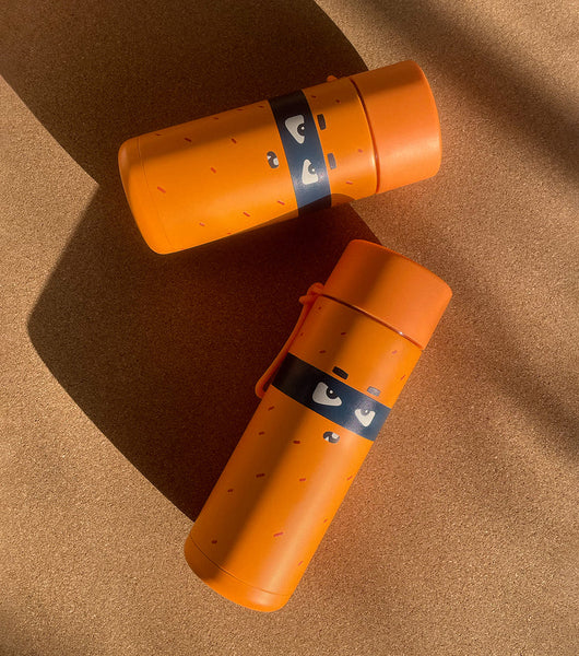 Frank Green / Stainless Steel Ceramic Reusable Bottle w/ Flip Straw Lid (16oz) - Neon Orange Robin