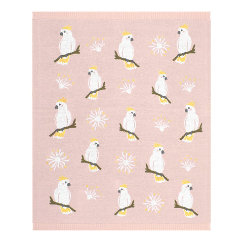 Living Textiles Co. / Australiana Baby Blanket - Blush Cockatoo