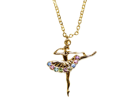 Goody Gumdrops / Ballerina Diamante Necklace - Gold/Multi