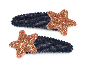 Goody Gumdrops / Denim Glitter Star Snaps - Indigo/Champagne