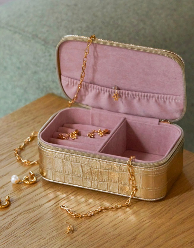 Estella Bartlett Mini Jewellery Box Gold Croc