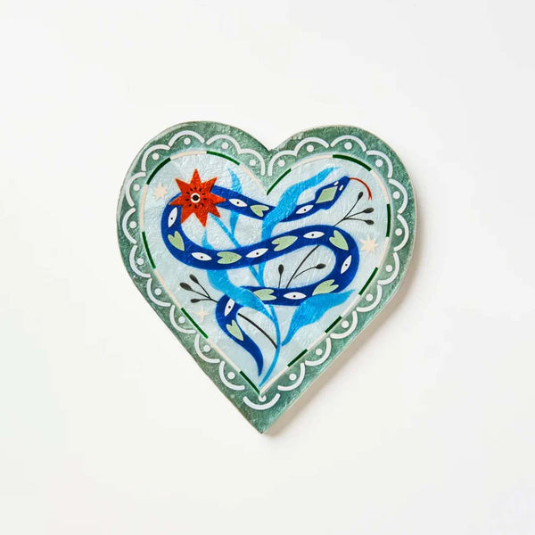 Jones & Co / Fable Tile - Blue Snake Heart