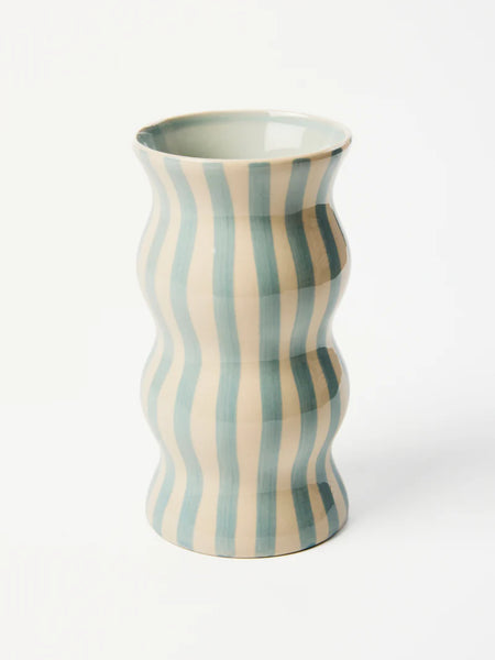 Jones & Co / Palma Stripe Vase - Pale Blue