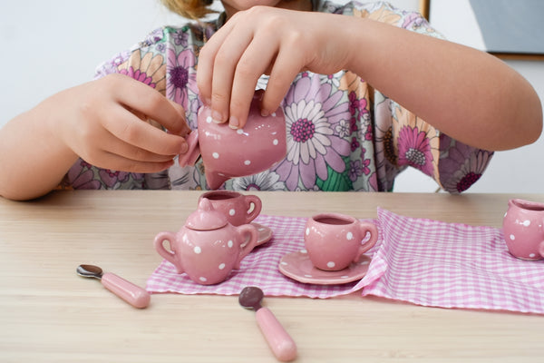 Kaper Kidz / Porcelain Tea Set (13pcs) - Pink Polka Dot