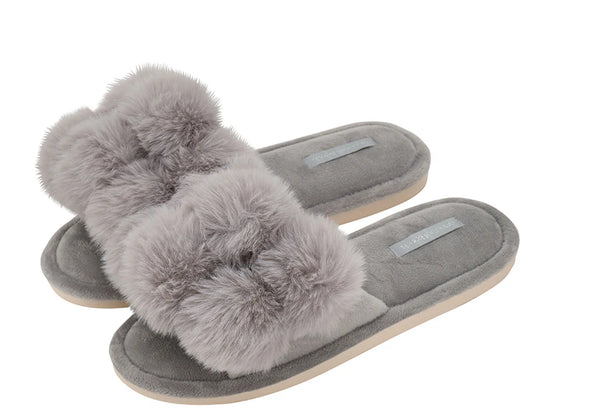 Annabel Trends / Cosy Luxe Pom Pom Slipper - Grey