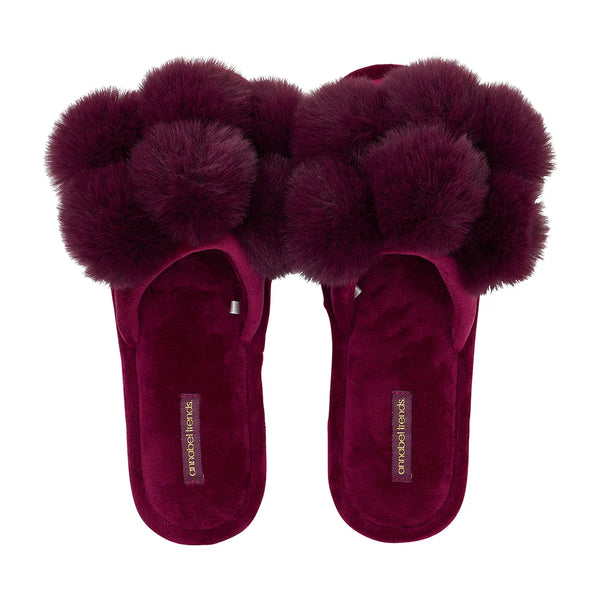 Annabel Trends / Cosy Luxe Pom Pom Slipper - Mulberry