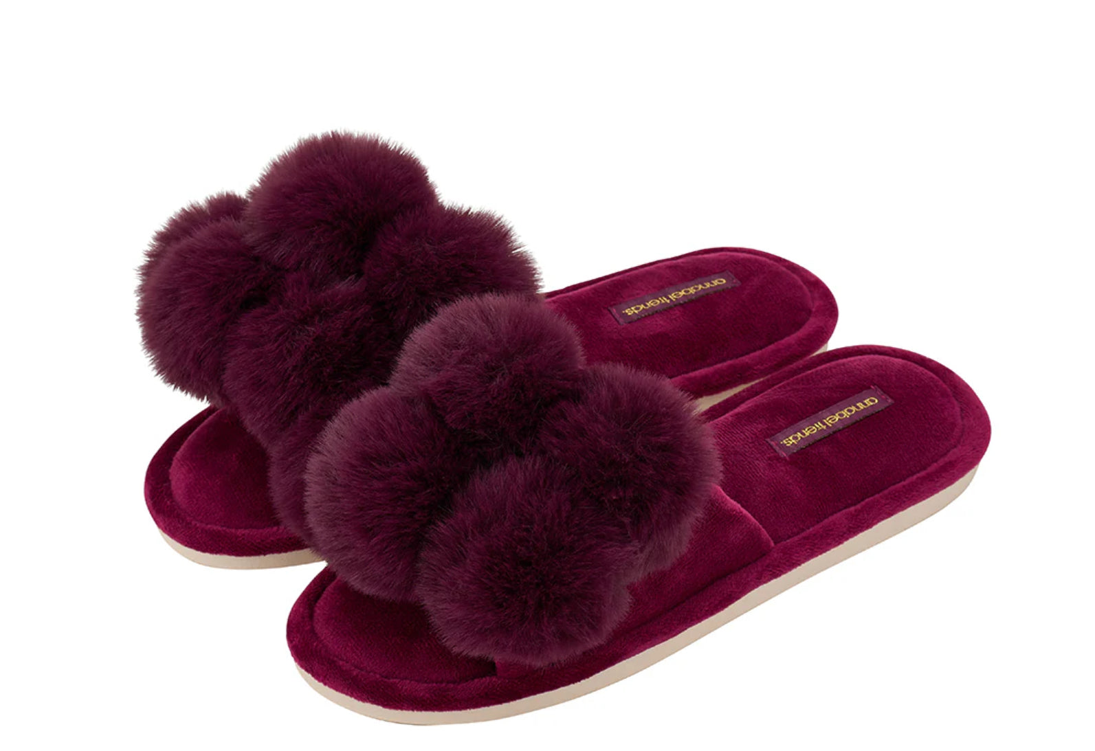 Annabel Trends / Cosy Luxe Pom Pom Slipper - Mulberry