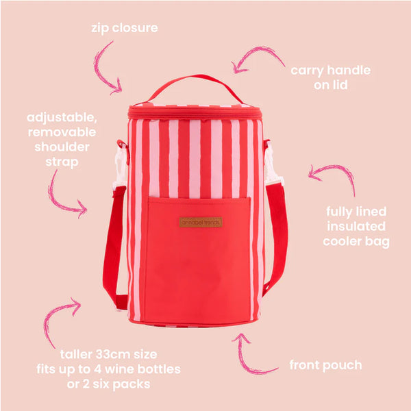 Annabel Trends / Picnic Barrel Cooler Bag (Tall) - Red Stripe