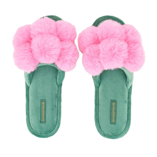 Annabel Trends / Cosy Luxe Pom Pom Slipper - Candy Green