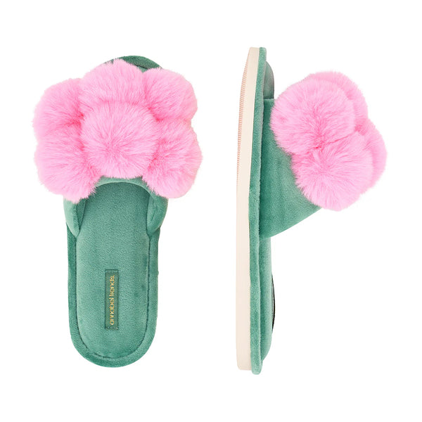 Annabel Trends / Cosy Luxe Pom Pom Slipper - Candy Green