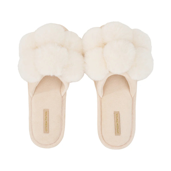 Annabel Trends / Cosy Luxe Pom Pom Slipper - Ivory