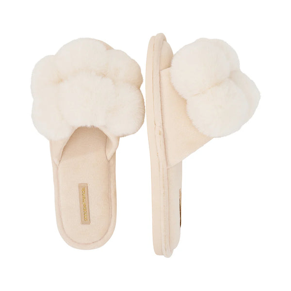 Annabel Trends / Cosy Luxe Pom Pom Slipper - Ivory